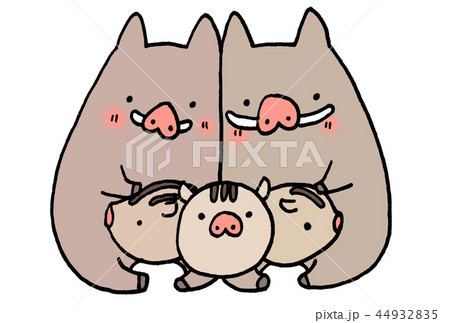 猪 いのしし イノシシ とうり坊のかわいい亥年年賀状イラストのイラスト素材 44932835 Pixta