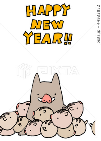 猪 いのしし イノシシ とうり坊のかわいい亥年年賀状イラストのイラスト素材