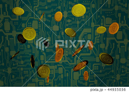 仮想通貨イメージ（お金が降り注ぐイメージ） 44935036