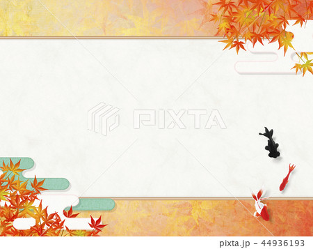 和モダン　紅葉　金魚 44936193