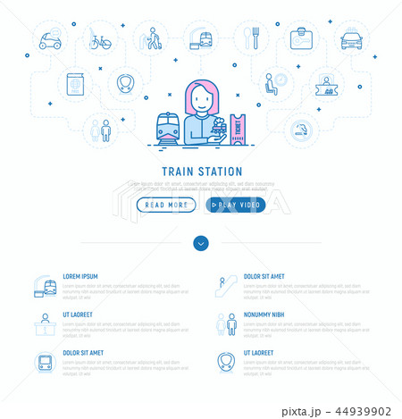 Train station concept with thin line icons 44939902