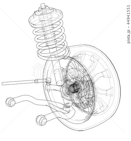 Car suspension with wheel tire and shock absorber 44941551