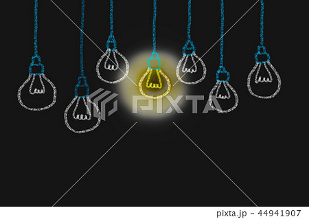 Hand drawing with bulb light idea. concept of big Hand drawing with bulb light idea. concept of big 44941907