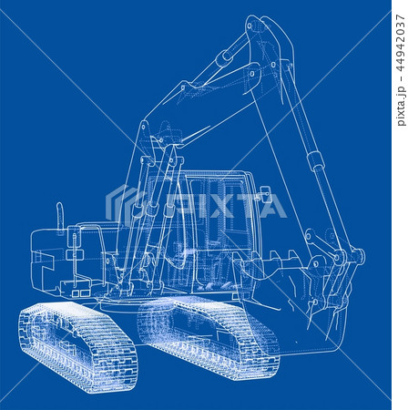 Excavator concept outline. Vector 44942037