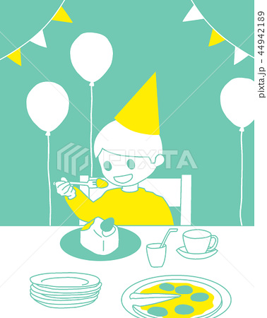 ケーキを食べる子供のイラスト素材