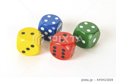 Four colorful gaming dices on a white background 44942889