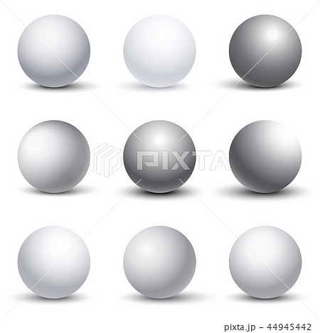 White 3d Spheres With Shadows Vector Setのイラスト素材
