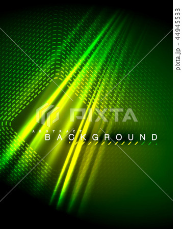 Neon glowing wave, magic energy and light motion background. Vector illustration 44945533