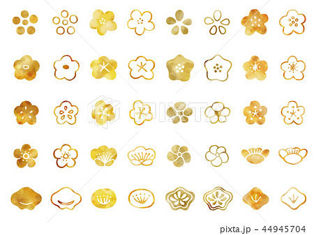 手描き 梅セット 水彩1 手描き 梅セット 水彩1 44945704