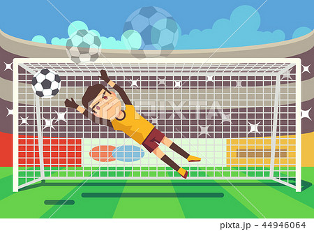 Soccer, football goalkeeper catching ball in goal vector illustration 44946064