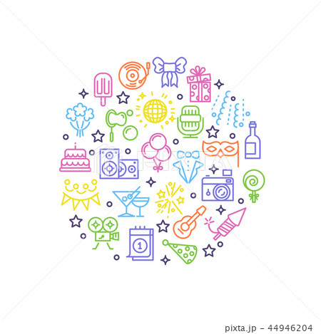Event, party, entertainment, happy christmas outline vector icons in circle design 44946204