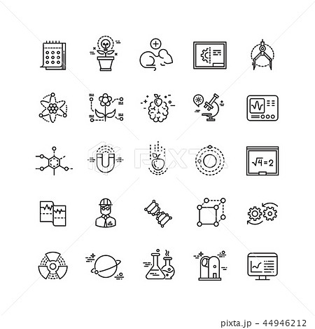 Science lab innovation chemical research thin line vector icons Science lab innovation chemical research thin line vector icons 44946212