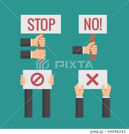 Hands Holding No Stop Cross Forbid Protest のイラスト素材