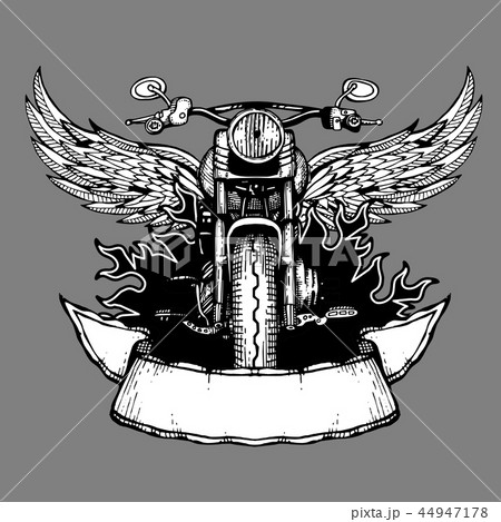 Vintage biker vector label, emblem, logo, badge with motorcycle Vintage biker vector label, emblem, logo, badge with motorcycle 44947178