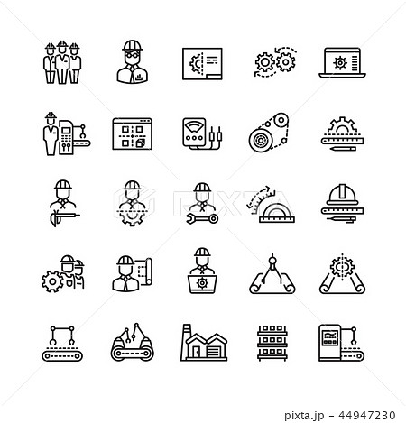 Vector industry engineering mechanical thin line icons 44947230