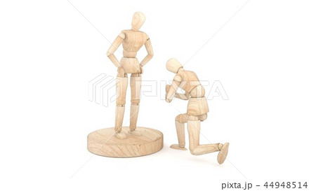 Two wooden dolls show apologies. 3D rendering Two wooden dolls show apologies. 3D rendering 44948514