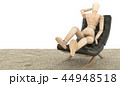 Wooden dummy siting on the couch. 3D rendering 44948518