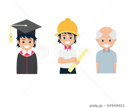 Three Flat Cartoon Graduated Engineering Old Man Three Flat Cartoon Graduated Engineering Old Man 44949401