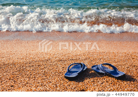 blue Slippers on the beach Lloret de Mar blue Slippers on the beach Lloret de Mar 44949770