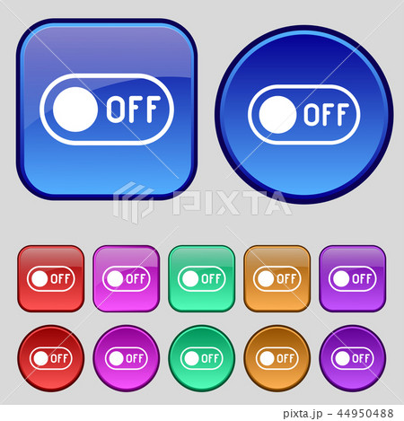 off icon sign. A set of twelve vintage buttons for 44950488