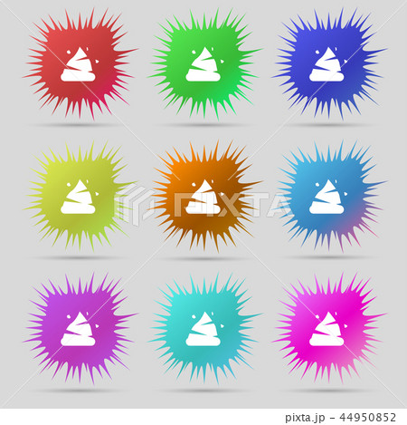 Poo icon sign. A set of nine original needle butto 44950852