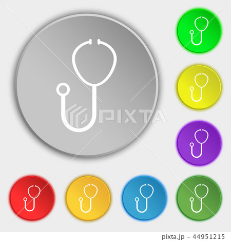 Stethoscope Icon sign. Symbol on eight flat button Stethoscope Icon sign. Symbol on eight flat button 44951215
