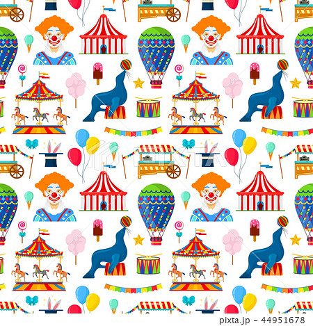 Pattern With Circus And Amusement Elementsのイラスト素材