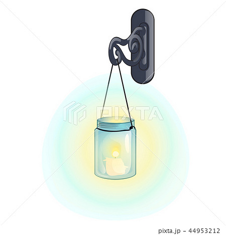 Outdoor hanging lantern in retro style isolated on a white background. Vector illustration. 44953212