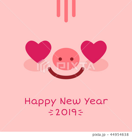 Happy New Year 2019 zodiac pig sign character face on pink background,greeting card banner concept 44954638