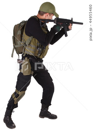 Private military contractor with submachine gun 44955460