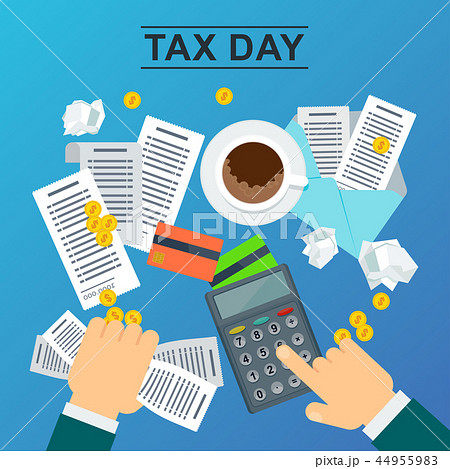 Tax day concept. Man holds accounts in his hand 44955983