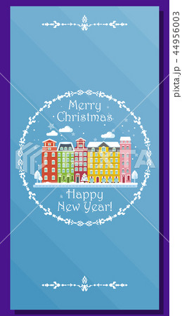 European winter city on greeting card for Christmas 44956003