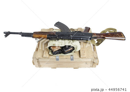 box of ammunition with AK rifle and ammunition box of ammunition with AK rifle and ammunition 44956741