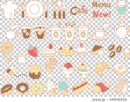 カフェアイコンセット*文字メイン（レトロ） 44956938