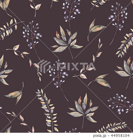 Exotic natural vintage watercolor seamless pattern of green leav Exotic natural vintage watercolor seamless pattern of green leav 44958104