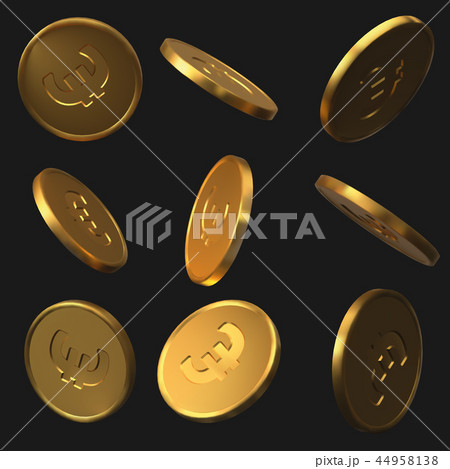 set of golden euro coins. realistic vector illustration. 44958138