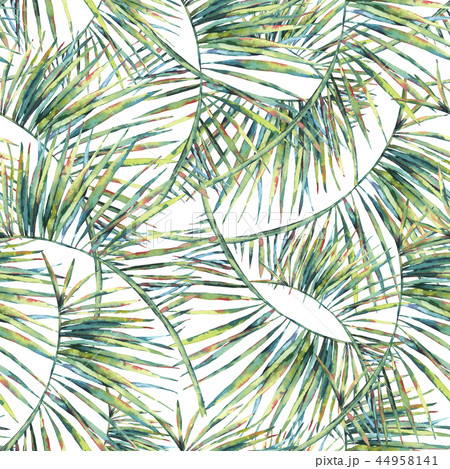 Exotic natural vintage watercolor seamless pattern of green leav Exotic natural vintage watercolor seamless pattern of green leav 44958141