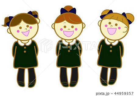 歌を歌う女の子たち モスグリーンのイラスト素材