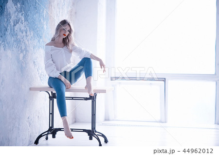 glamor model in studio / professional beautiful model young adult girl in studio with makeup bright 44962012