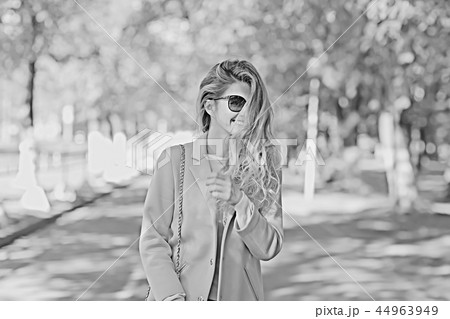 spring, female seasonal portrait / walk happy girl outdoors, spring mood girl 44963949