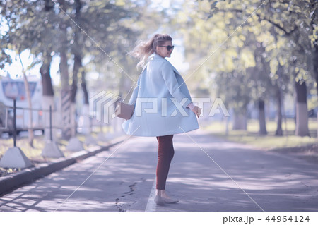 vintage adult girl summer tint / happy adult woman having fun and enjoys summer summertime girl 44964124