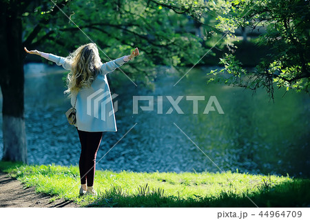 spring, female seasonal portrait / walk happy girl outdoors, spring mood girl spring, female seasonal portrait / walk happy girl outdoors, spring mood girl 44964709