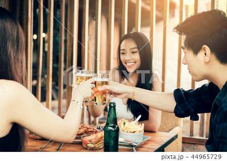 Young asian people having fun at drinking 44965729
