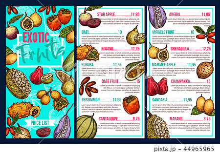 Exotic fruits market sketch menu price 44965965