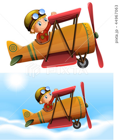 Set of pilot riding classic plane 44967063