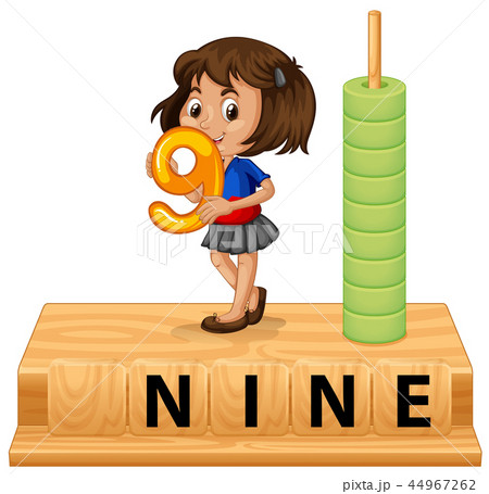 A girl holding number nine A girl holding number nine 44967262