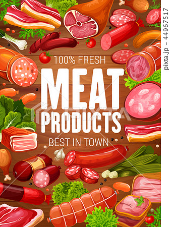 Butcher shop meat gourmet sausages products poster 44967517