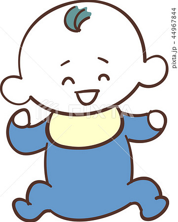 青い服を着た かわいい赤ちゃん 男の子 笑顔のイラスト素材
