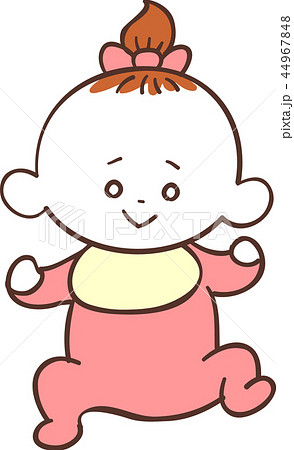 赤い服を着た かわいい赤ちゃん 女の子 笑顔のイラスト素材