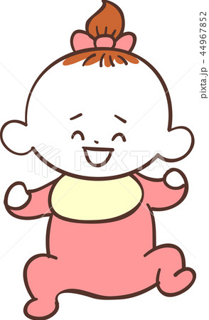 赤い服を着た かわいい赤ちゃん 女の子 笑顔 ご機嫌のイラスト素材